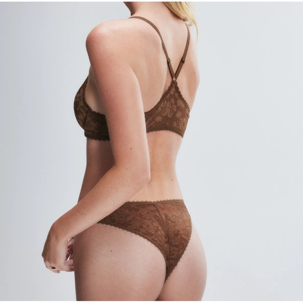 NWT,Savage X Fenty,Poppy Lace Panty,Lace Panty,Brown,Grey Floral,XL,192 Set Of 2 - Picture 6 of 8